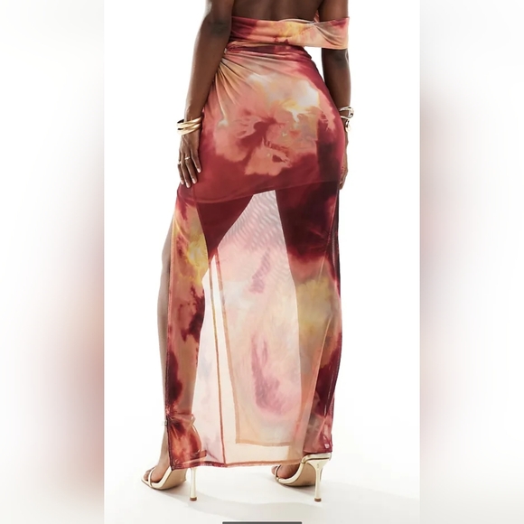 ASOS Elegant Red Tie-Dye Maxi Dress - Picture 2 of 3